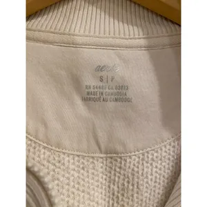 Aerie Fuzzy Fluffy Soft Pullover Warm Quarter Zip Sweater Cream Women's Small thumbnail 12