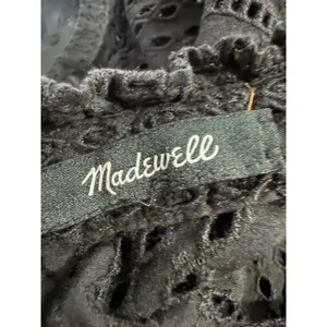 Madewell‎ Black Eyelet Ruffle High Neck Tie Back Long Sleeve Blouse Top 2766 thumbnail 4