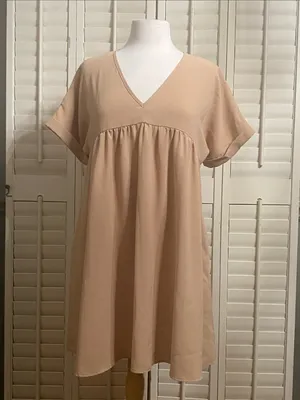 V-Neck Mini Babydoll Dress Size S thumbnail 2
