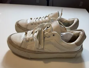 AllSaints Trish Leather Platform Sneakers Chalk White Women's Size 9 thumbnail 1