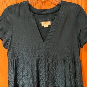 Anthropologie Maeve Tania Sacha Jacquard Tiered Tunic Dress‎ Dark Teal Green XS thumbnail 12