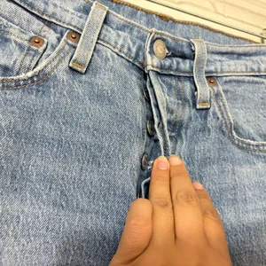 Levi’s 501 Original High Rise Straight Jeans Distressed Raw Hem Blue Women’s 25 thumbnail 4