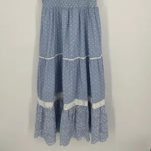 Shabby Chic Maxi Dress‎ Size 12 Blue White Striped Eyelet Lace NWT Cottagecore thumbnail 10