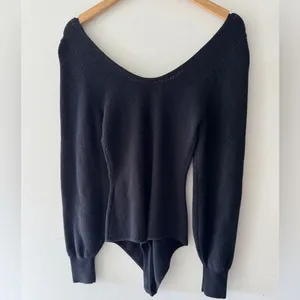 Abercrombie & Fitch Black Ribbed Scoop Neck Sweater Bodysuit‎ thumbnail 3