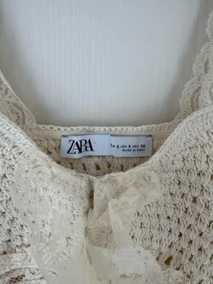 Zara Contrast Trim Knit Top in Ecru thumbnail 4