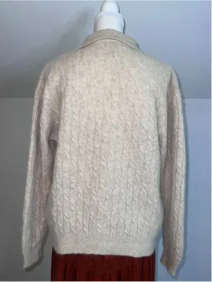 Charter Club Cable Knit Polo Sweater Beige Size M thumbnail 3
