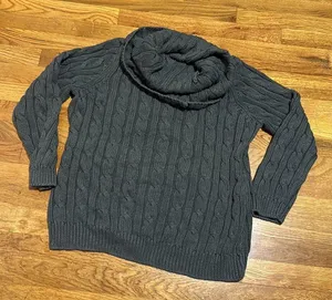 Daisy Fuentes Cowl Neck Gray Knit Chunky Pullover Sweater Plus Size 2X thumbnail 1