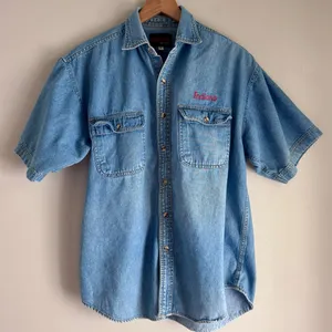 Vintage 90’s Sunbelt Sportswear Indiana University Button Down Denim Shirt Med thumbnail 1