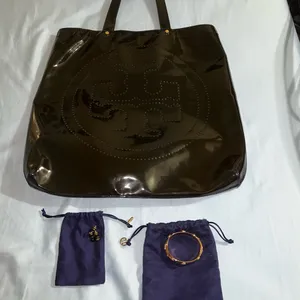 TORY BURCH Style No. 11075807 Patent Leather Tote Black/Navy Lining thumbnail 13