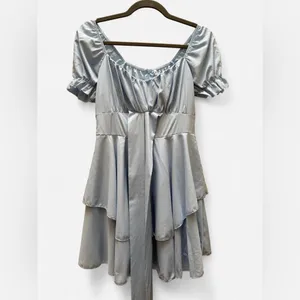 Shein Light Blue Tiered Mini Dress Size Small Cinderella Ruffle Coquette Sweet thumbnail 7
