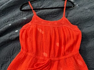 Michael Stars Dahlia Waist Tie Tank Top Orange Crochet Detail Size Small New NWT thumbnail 5
