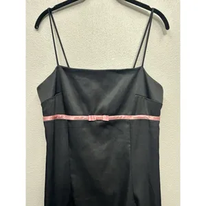 Vintage Byer Too Mini Black Dress Size 11 medium 90's Y2K HOCO Bow Satin USA thumbnail 4
