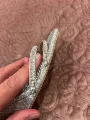 Badgley Mischka Silver Glitter Strappy Slingback Heels thumbnail 4