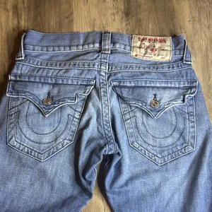 True Religion Medium Blue Cuffed Denim Straight Leg Jeans thumbnail 9