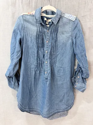 NWT Vintage America Blues Brigit Denim Patchwork Shirt M Western Cottagecore‎ thumbnail 1