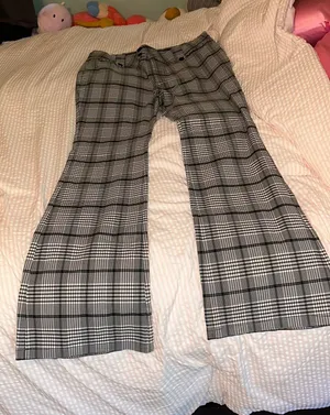 Boot Cut Plaid Dress Pants Gray Size XL thumbnail 1