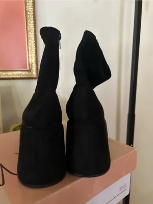 Wild‎ Pair Earlee Faux Suede Platform Ankle Boots Chunky Booties Black NEW 9.5 thumbnail 4
