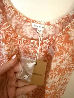 Blu Pepper Blossoms Of Belief Apricot Floral babydoll dress thumbnail 4