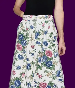 Vintage I.C. Isaacs Cream Floral Cottage Button Midi Skirt thumbnail 8