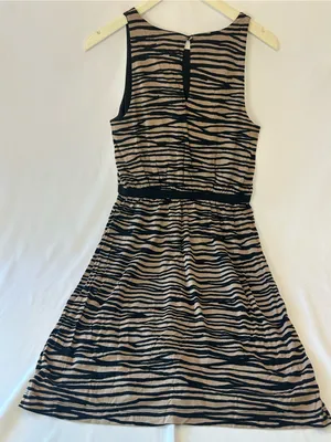 LOFT Tan & Black Zebra Stripe Sleeveless Midi Dress thumbnail 3