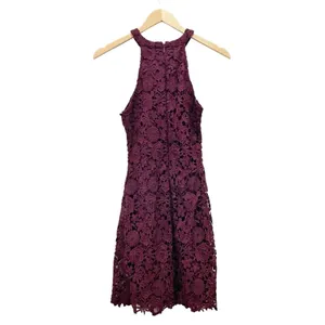 Lulus Love Poem Burgundy Lace Halter Mini Dress Size Small Valentine's Day Date thumbnail 3