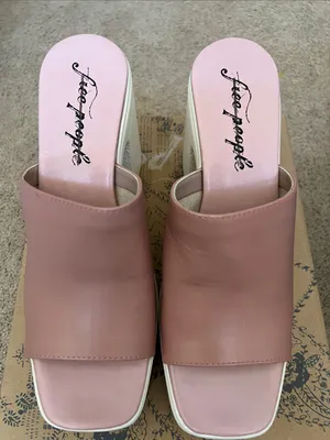 Free People Blush Pink Zoe Platform Slide Mules with White Sole thumbnail 2