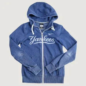 Nike New York Yankees Hoodie Women Small Blue Full Zip MLB Script Faded thumbnail 1
