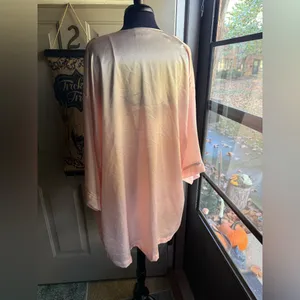 Vintage Val Mode pink chiffon trim satin bodysuit robe set, size medium thumbnail 6