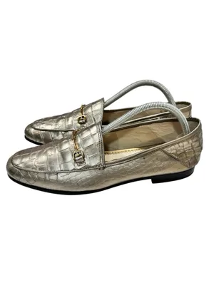 Sam Edelman Loraine Loafer Metallic Gold Crocodile Embossed Horsebit Leather 10M thumbnail 2