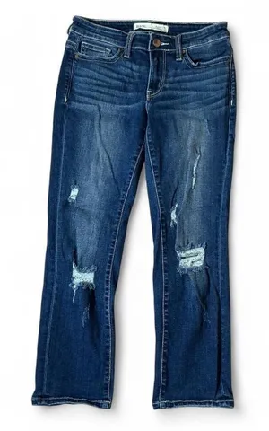 BKE‎ Payton Women's Sz 24 Mid Rise Distressed Skinny Jeans Dark Wash thumbnail 1