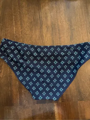 Aerie Bikini Bottom Small Swimsuit Hipster Navy Blue Diamonds Full Coverage thumbnail 2