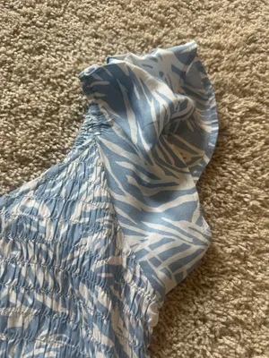 Japna blue floral blouse with ruffle sleeves thumbnail 3