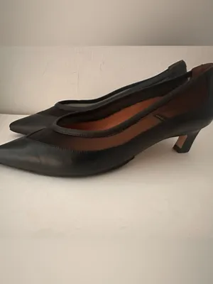 Angel‎ Alarcon Kitten Heels Leather Sheer Pointed Toe Pumps in Black Sz 38 thumbnail 5