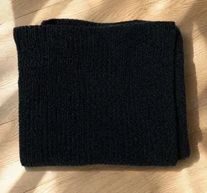 Made in USA Black Ribbed Knit Scarf Unisex Classic Winter Acrylic thumbnail 1