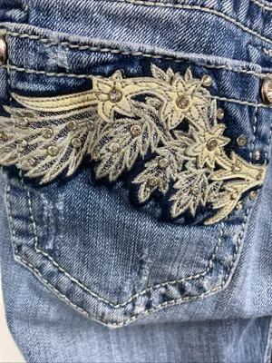 Miss Me JP5437B Boot Cut Jeans Womens Distressed Wings Embellished 25x32.5 thumbnail 7