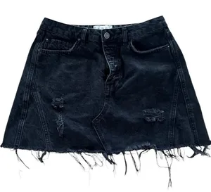 We The Free Black Denim Distressed Mini Skirt Euc thumbnail 1
