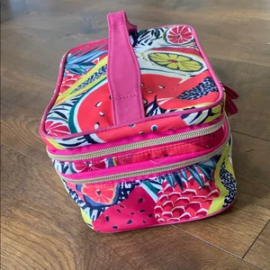 Colorful Fruit Print Large Double-Zip Beauty Case Brush Holders 10.5”x 7”x5.5” thumbnail 10