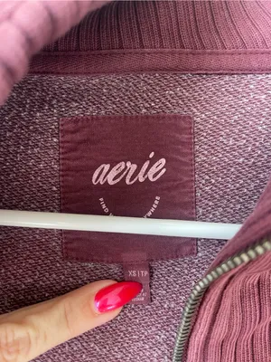 Aerie Maroon Half-Zip Pullover Sweater thumbnail 5