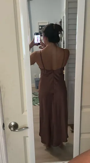ZARA Brown Satin Dress thumbnail 3