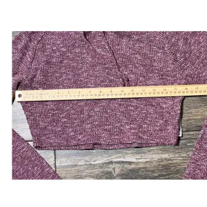 Gymshark Womens Cropped Hoodie‎ Long Sleeve Burgundy Heathered Knit Size Medium thumbnail 5
