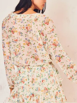 Love Shack Fancy Popover Sheer Dress in Floral Confetti Silk XS thumbnail 3