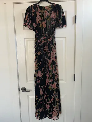Women’s Bohme Jada Velvet Floral Maxi Dress Black Size S thumbnail 8