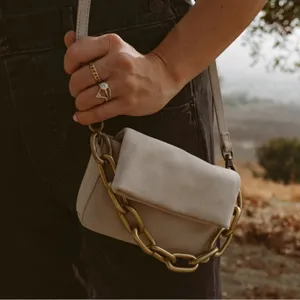 Free People Charlie Chain Crossbody in taupe suede leather thumbnail 3