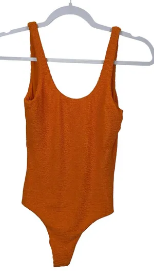 It's Now Cool Orange Coral Scoop Neck Open Back One Piece Swimsuit Swimwear XS thumbnail 1