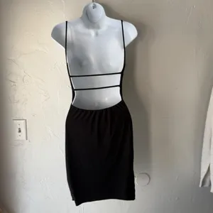 2‎ Saints Black S Bodycon Mini Dress Spaghetti Straps Open Back Grunge Going Out thumbnail 2