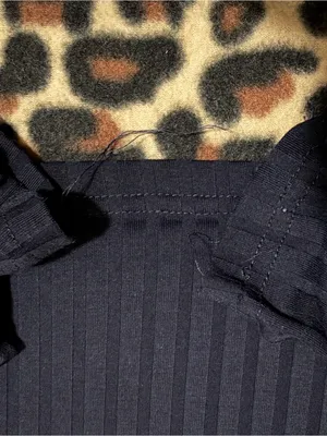2000s style square neck dark navy blue ribbed very cropped long sleeve crop top thumbnail 6