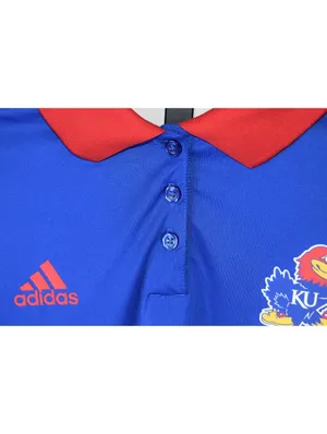 Adidas Kansas Jayhawks Polo Womens Medium Blue Red Contrast Collar Team Logo thumbnail 5