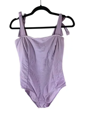 Shein One Piece Swimsuit Square Neck Tie Straps Removable Cups Purple L thumbnail 1