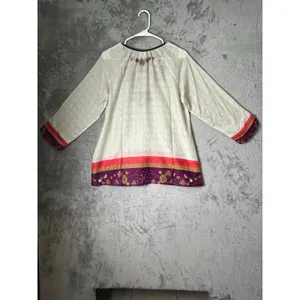 Natural Life Live Happy Embroidered Floral Boho Peasant Tunic Blouse Top S New thumbnail 3