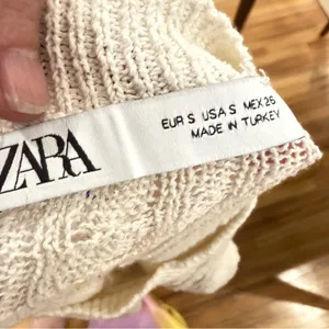 Zara Crop Embroidered Sweater Sz S Cream Flowers thumbnail 5